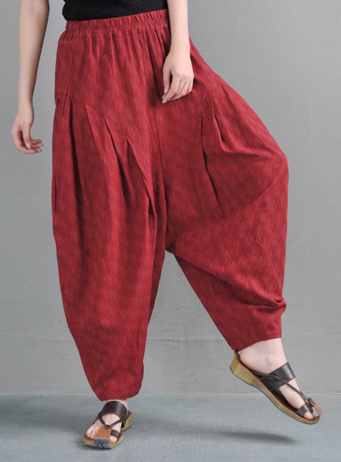 red linen pants