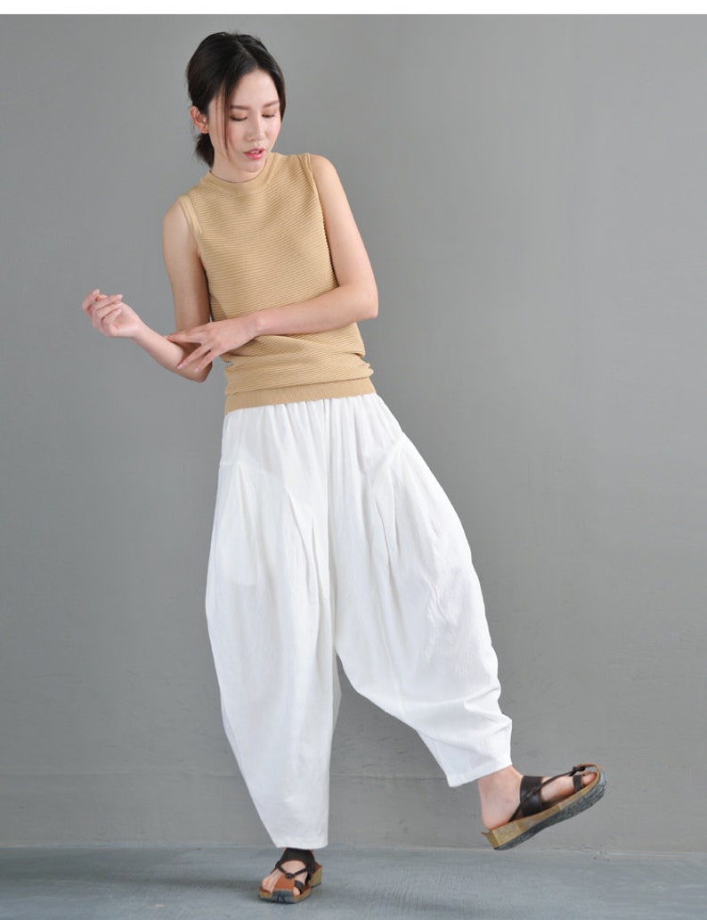 Red Linen Harem Pants Women's Pants High Waist Linen Etsy