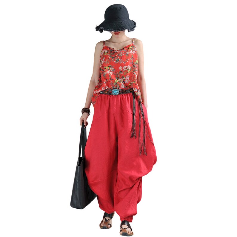 White Linen Pants Womenlong Summer Pantselastic Waist Pants Etsy