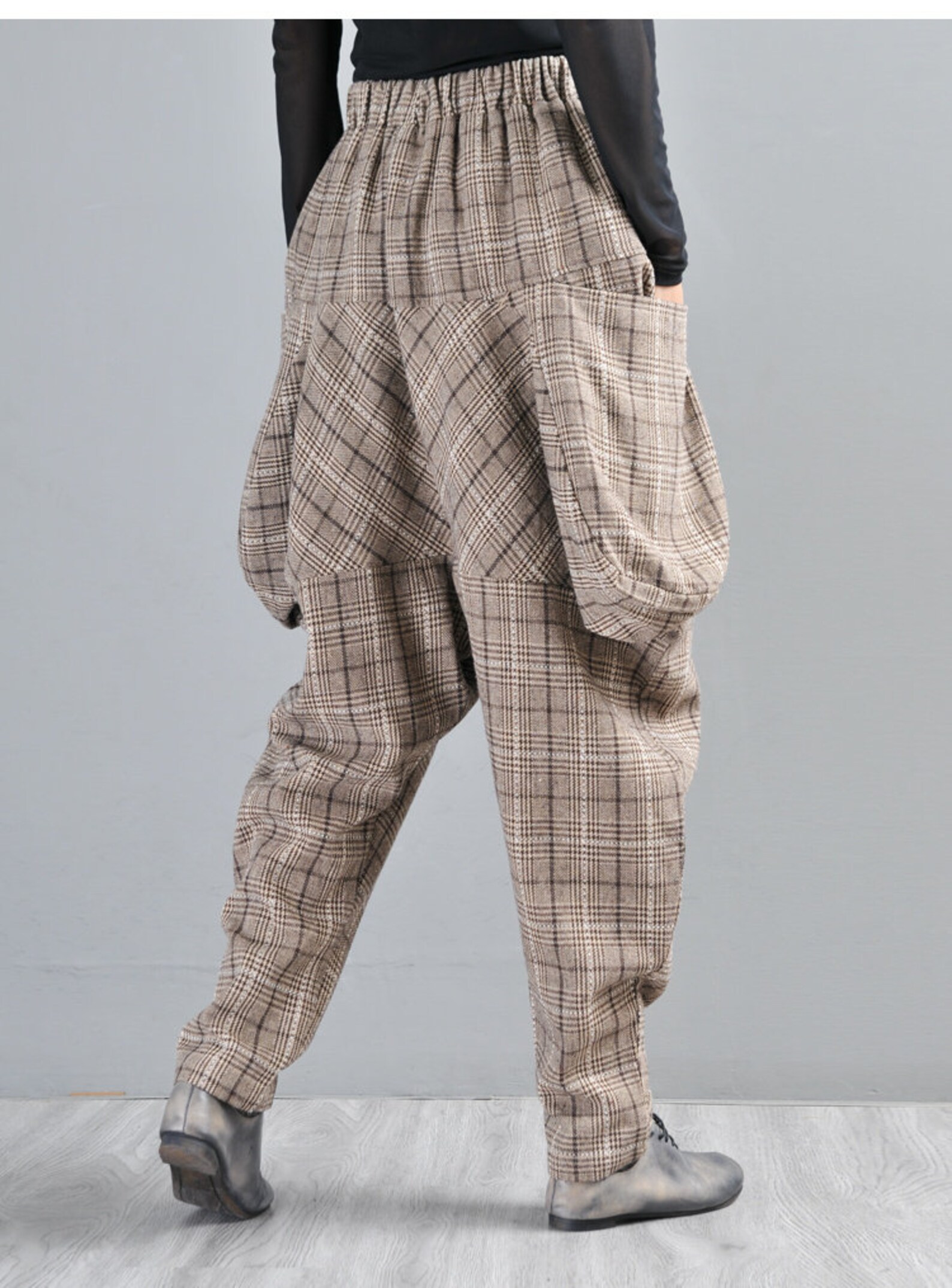 Harem Pants High Waist Blend Wool Pants Harem Trousers Etsy