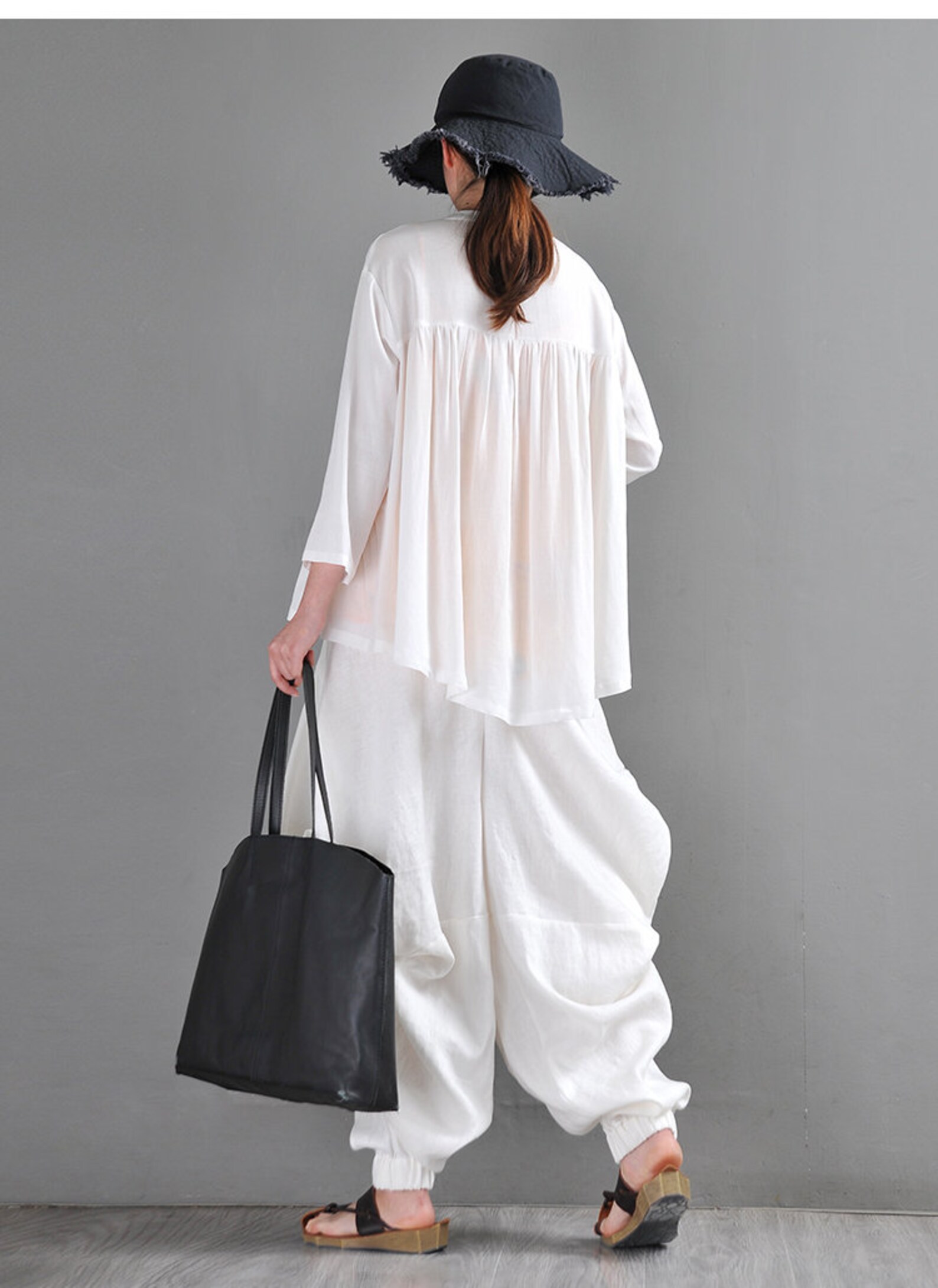 White Harem Pants Elastic Waist Harem Pants Pants Women | Etsy