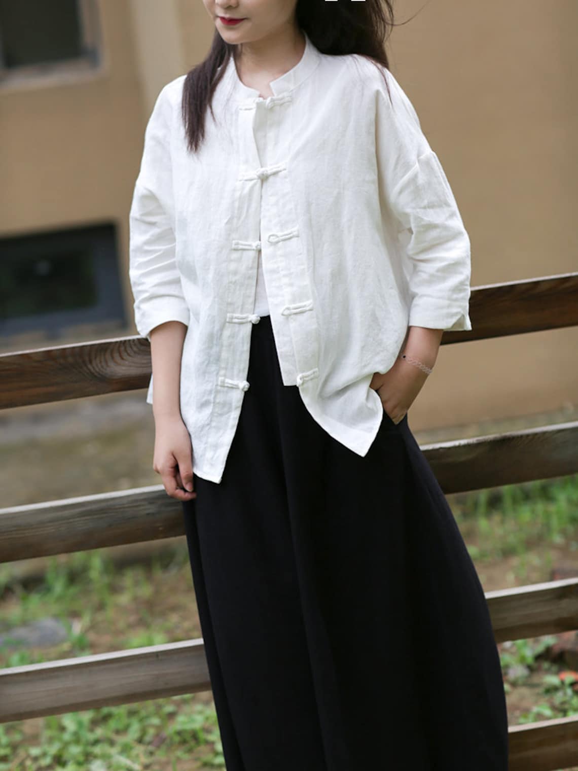 womens white linen cardigan