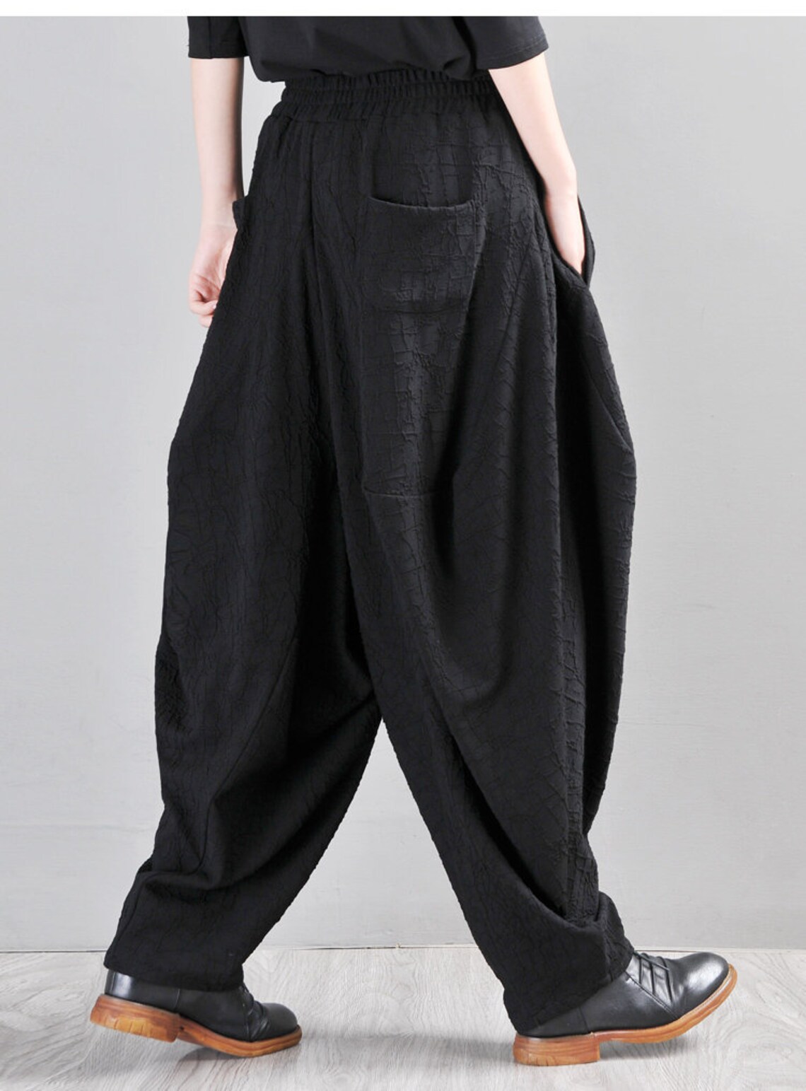 Harem Pants Linen Yoga Pants Drop Crotch Wide Leg and High Etsy