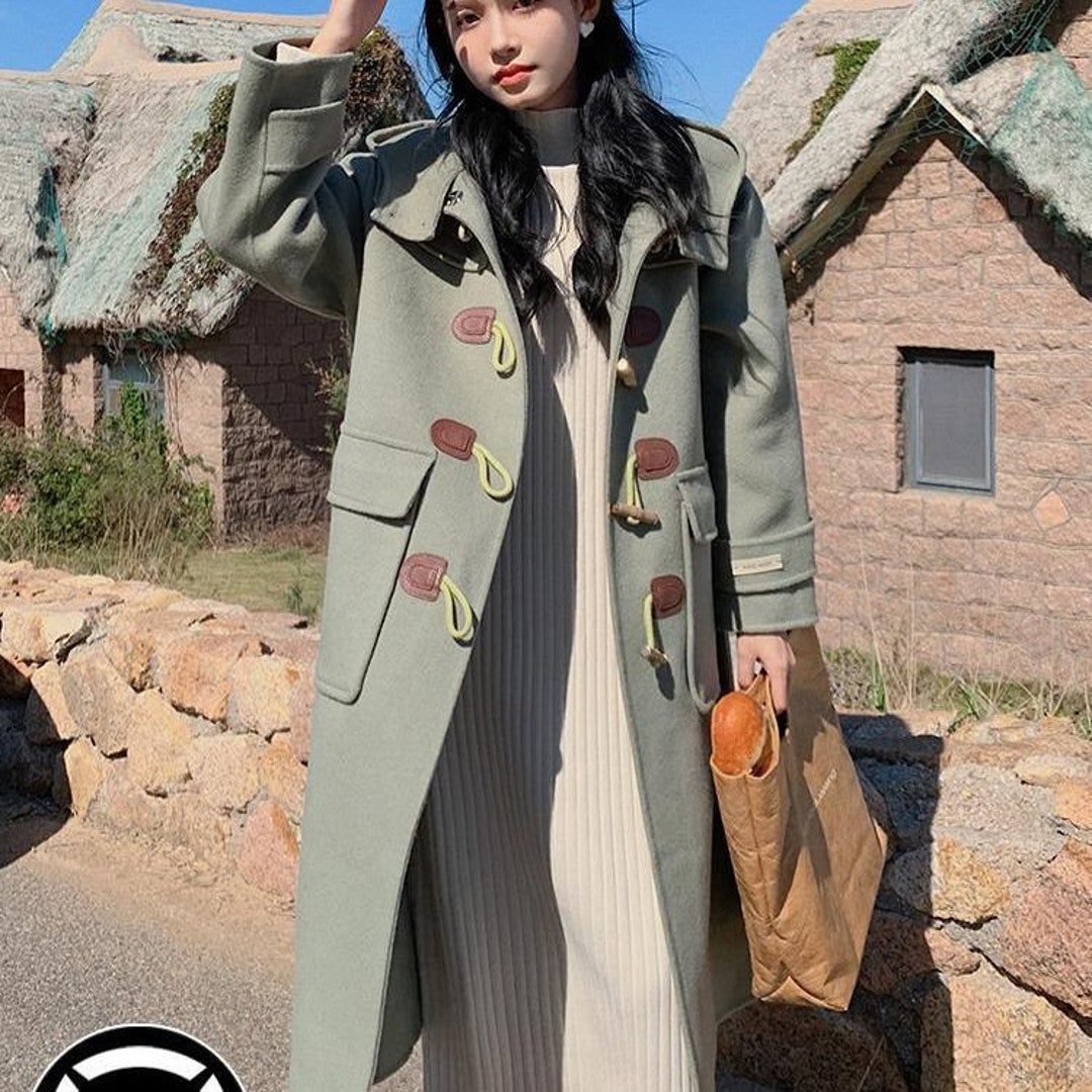 PEA GREEN Coat Womens Wool Coat WARM Winter Coatelegant Coat Gift for