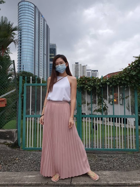 Vintage 80s Pleated Skirt for Women 