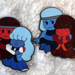 Large Ruby and Sapphire Enamel Pin Sets - Steven Universe FUTURE