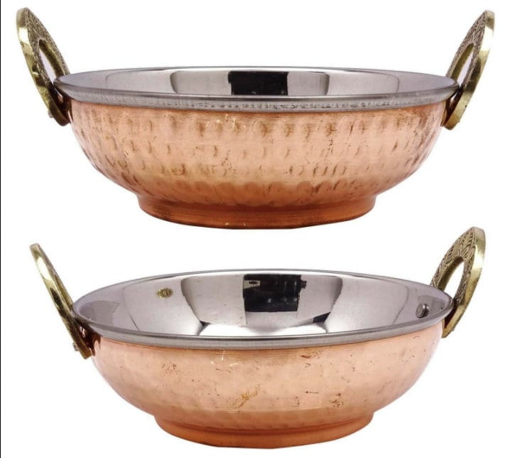 Set of 2 Big TRADITIONAL KARAHI BOWLS Copper Steel Bowls Etsy