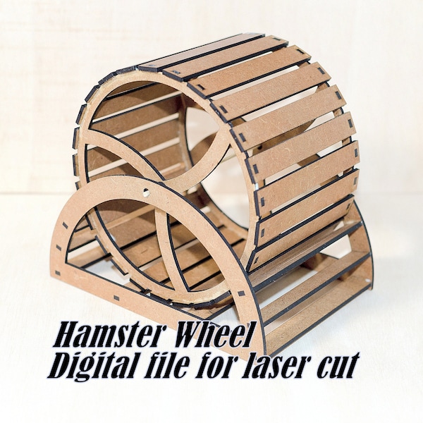 Archivo de rueda de correr de hámster, Plan de modelo de rueda de hámster, Descarga digital de rueda de hámster, Rueda de correr de hámster 3mm mdf, Corte láser, Archivo vectorial