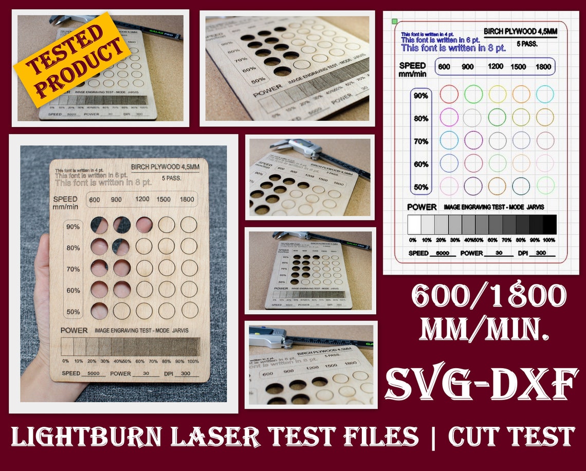Laser Cut Test File SVG Lightburn Laser Test Files Engrave Etsy
