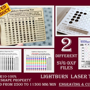 LightBurn Engraving Laser Test, Laser Scale, Material Test Card Light Burn, Laser Cut Test File SVG, Lightburn Laser Test, Engrave Test