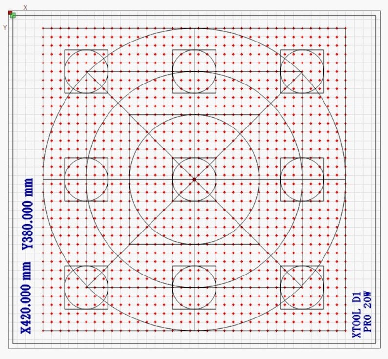 Xtool D1 PRO 20W Grid File for Spoil Board, Lightburn Digital File