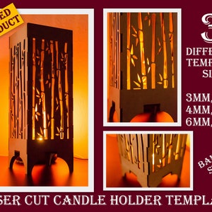 Laser Cut Candle Holder Template, Digital Laser Files Wooden Table Lamp, svg-dxf, Table Lamp Laser Cut, Modern Lantern Vector Pattern