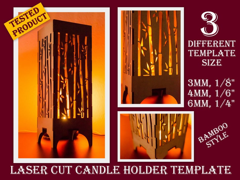Laser Cut Candle Holder Template, Digital Laser Files Wooden Table Lamp, Svgdxf, Table Lamp