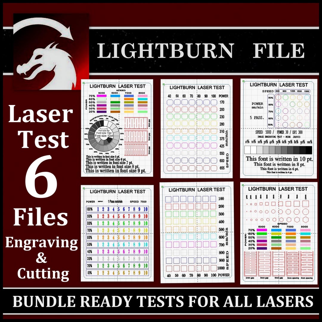 Lightburn Laser Test File Package: Diode Laser Cutting & Engraving (6 ...