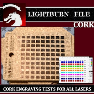 Cork Laser Test, LightBurn Engraving Laser Test, Cork Laser Scale, Material Test Card Light Burn, Laser Test File SVG,  Cork Engrave Test