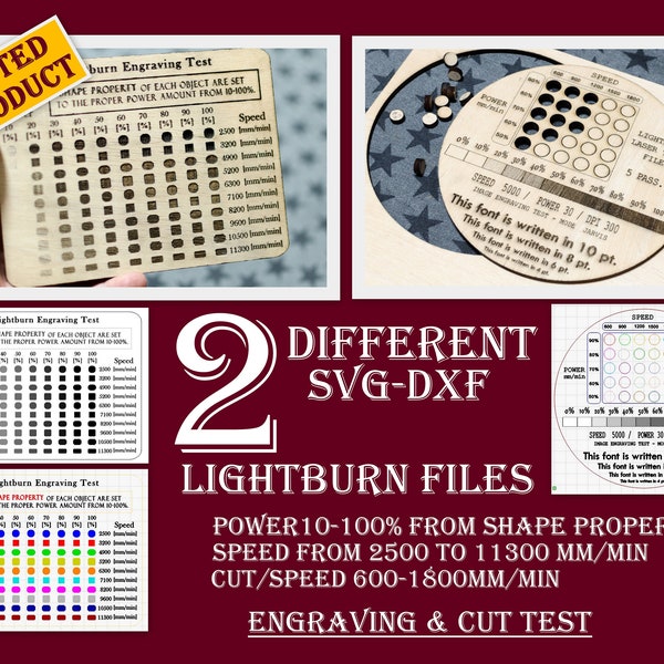 Material Test Card LightBurn, LightBurn Engraving Laser Test, Laser Scale, Laser Cut Test File SVG, Lightburn Laser Test, Engrave Test