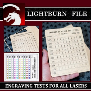 Lightburn Test Files, Laser Test File SVG, Engrave Test, Plywood, Laser Scale, Material Test Card Light Burn