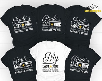 Bride's Last Ride, Custom Bachelorette Party Shirts, Nashville Bachelorette Party, Southern Bachelorette, Country Bach, Girls Party Tanks