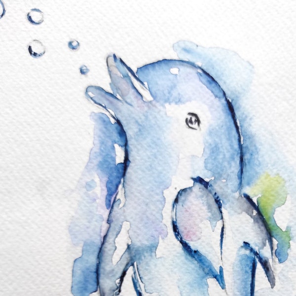 Peinture à l'aquarelle de dauphin :Ajoutez une touche d'océan à votre décoration intérieure"