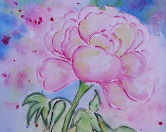 Original Pink Peony Watercolor – Handmade Floral Art – Mother’s Day Gift – Home Decor