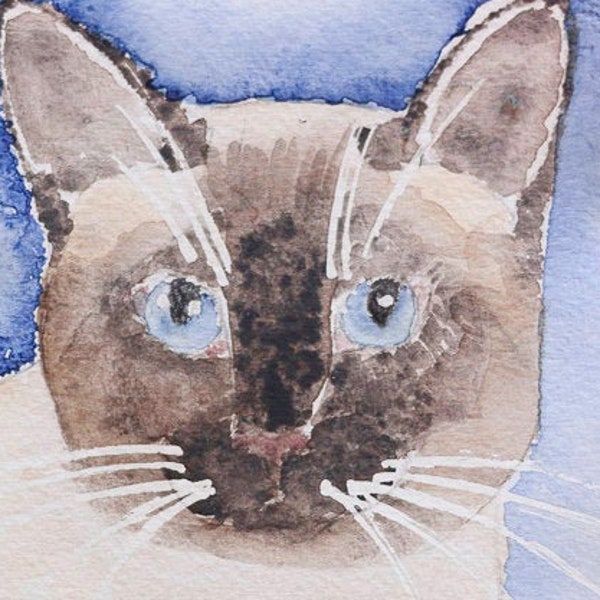 Cat Portrait Watercolor original Peinture Print Cat Wall Art Home Decor Wall Decor Kitty Cat  Lover Gift Cat Painting Pet Portrait  Gift