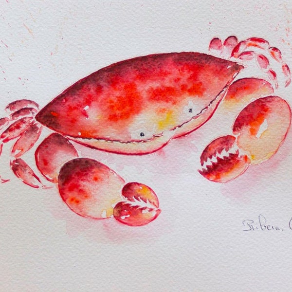 original watercolor crab painting wall art minimalist art unique gifts artwork