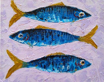 Sardine Painting ORIGINAL ART Canvas