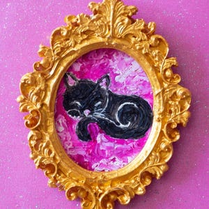 Black Cat Oil Painting – Original Hand-Painted Artwork – Mystical Feline Wall Art – Gothic Home Decor – Cat Lover Gift Idea