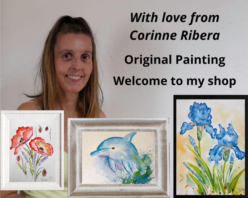 Original miniature oil painting with impasto texture, forget-me-not flower art in gold frame