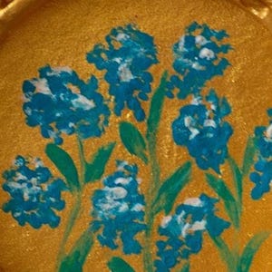 Forget-me-not flowers hand-painted in oil, small floral art for dollhouses or kitchen wall décor