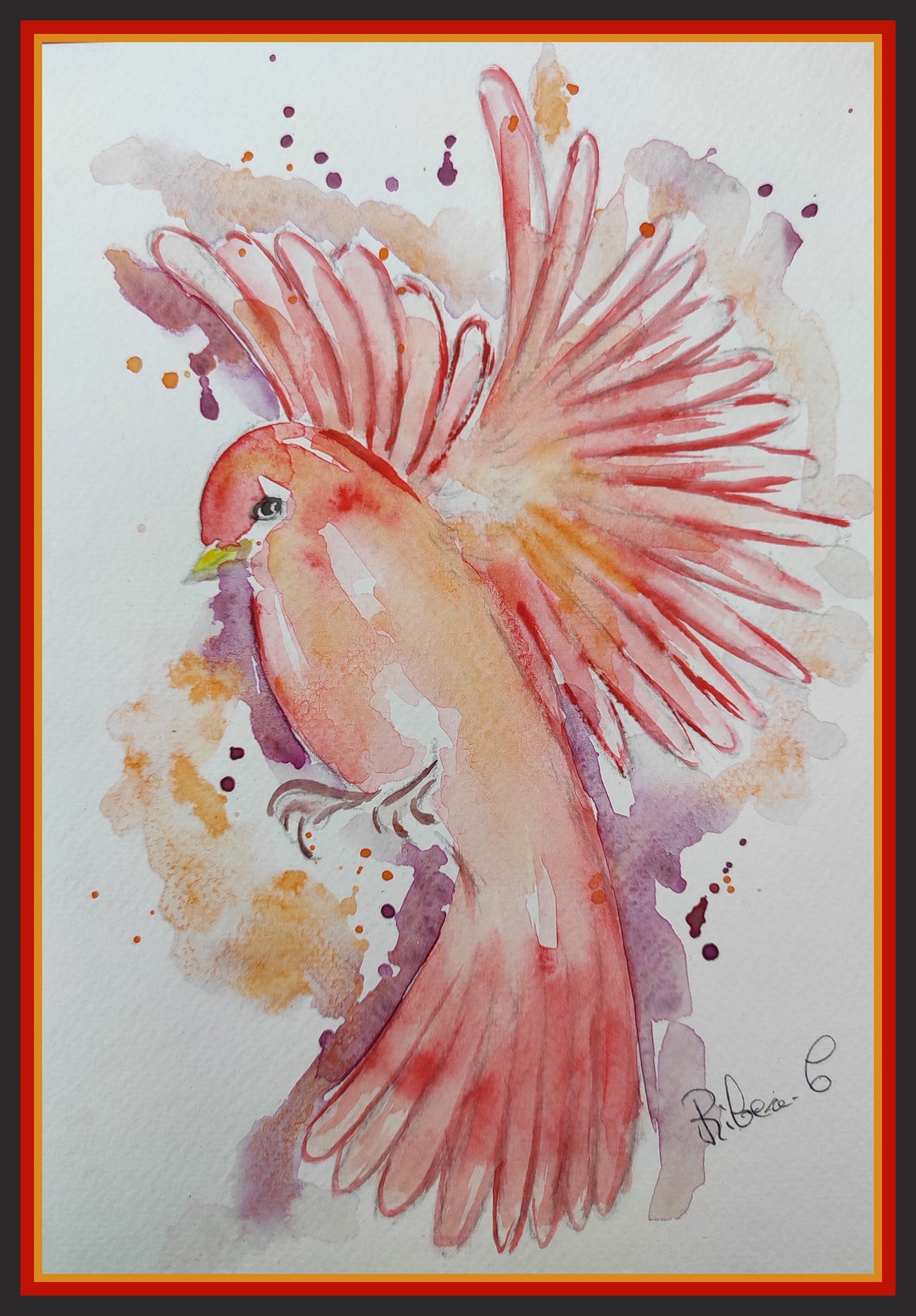 Original Red Tanager Watercolor – Small Bird Painting – Nature Wall Art ...