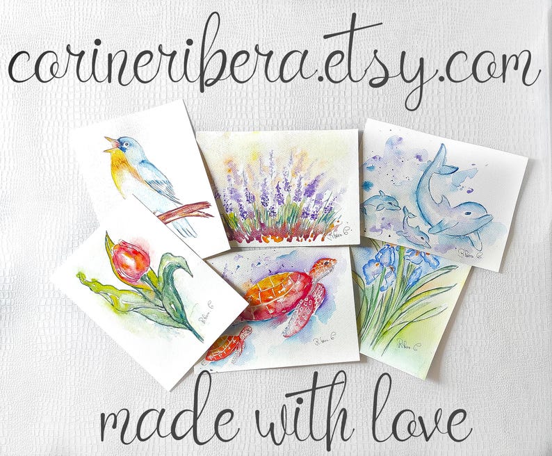 Original hand-painted forget-me-not art, floral miniature painting framed with vintage gold