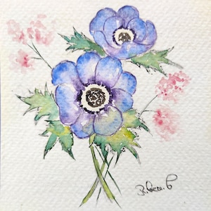 Dipinto originale di anemone, regalo di inaugurazione della casa, decorazione floreale da parete, decorazione floreale, regalo per gli amanti dell'arte