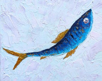 Sardine Painting ORIGINAL ART Canvas