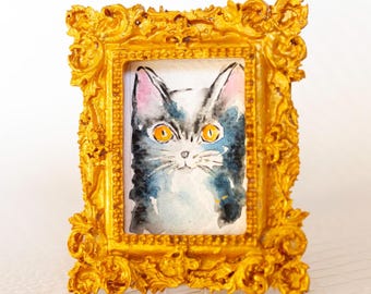 Custom Cat Portrait from Photo, Personalized Pet Portrait, Memorial Pet Gift, Hand Painted Watercolor Cat Painting, Cat Lover Gift
