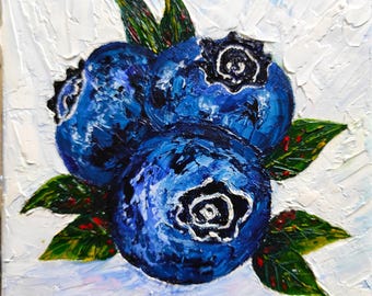 blueberry Oil Painting Original impasto