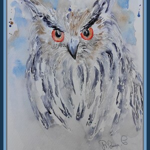 Owl Watercolor Painting | Original Bird Art Wall Decor | Animal Illustration | Handmade Nature Artwork | Owl Drawing Unframed