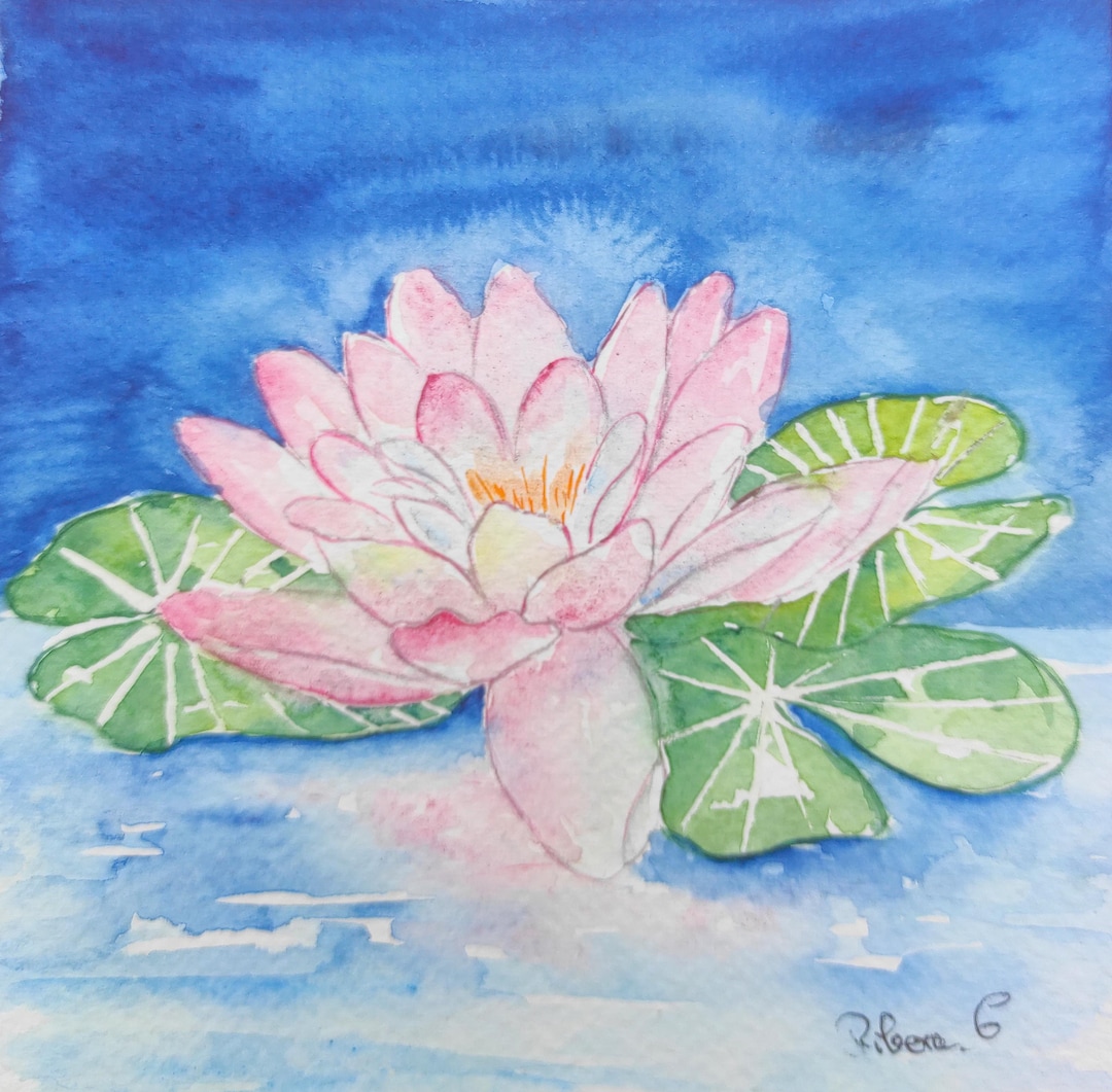 Original Lotus Flower Watercolor – Zen Botanical Wall Art 5.9x5.9 ...