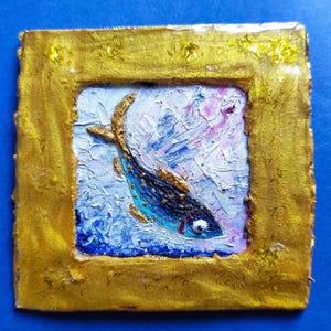 Peinture à l'huile sardine miniature réaliste pour maison de poupée ,cuisine déco poisson, œuvre d'art décoration  cadeaux personnalisé