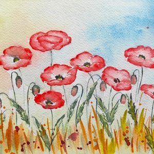 Dipinto originale con papaveri, arte murale, decorazione d'interni, regalo per la festa della mamma, regalo per la nonna, regalo per un'amica