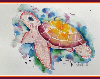 Sea turtle watercolor painting