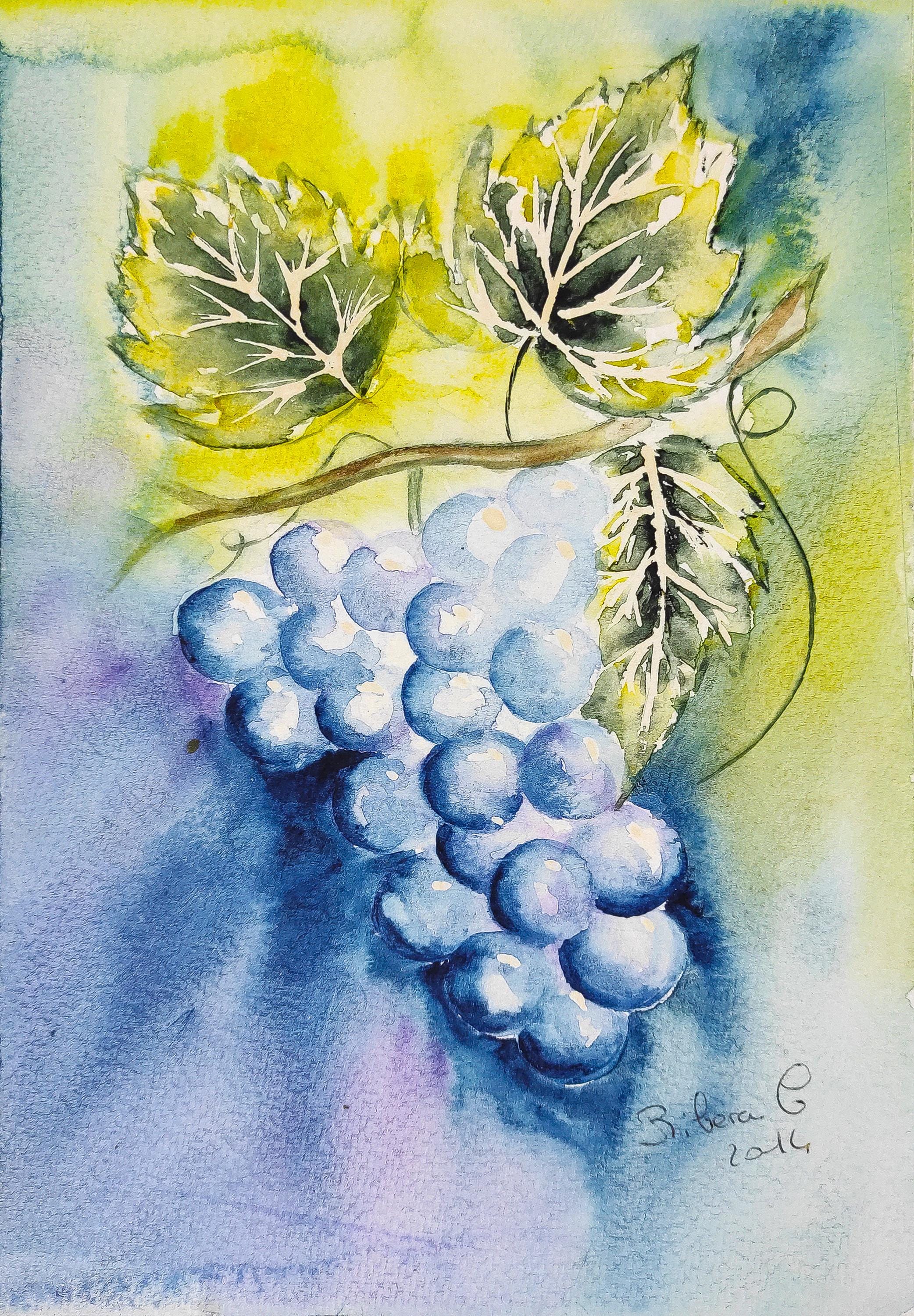 ワインとブドウの水彩画 ワインとブドウの水彩画 ワインと葡萄水彩画 イラスト素材