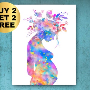 Floral Pregnancy Anatomy Art Pregnant Woman Artwork Baby Shower Decor Obstetrician Gift Gynecologist Gift Mother Gift Midwife Gift