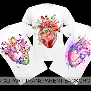 Anatomical Heart Clipart Watercolor Flowers PNG Clipart Organ Anatomy Clipart Medical Clipart Sublimation Designs Doctor Logo Designs
