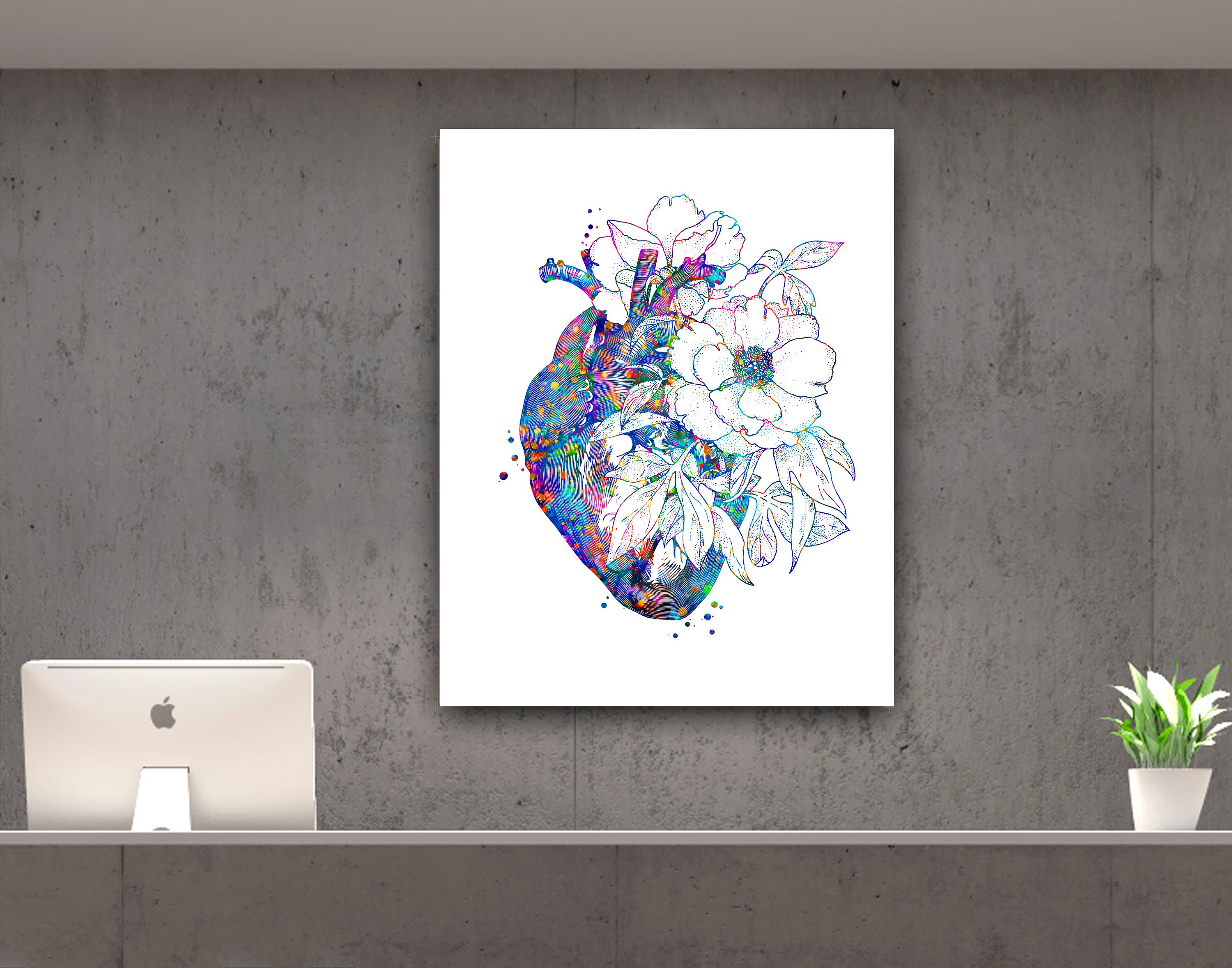 Health Science Decor 3 Doctor Office Decor, Brain Anatomy, Floral Heart, Lungs and Flowers ...
