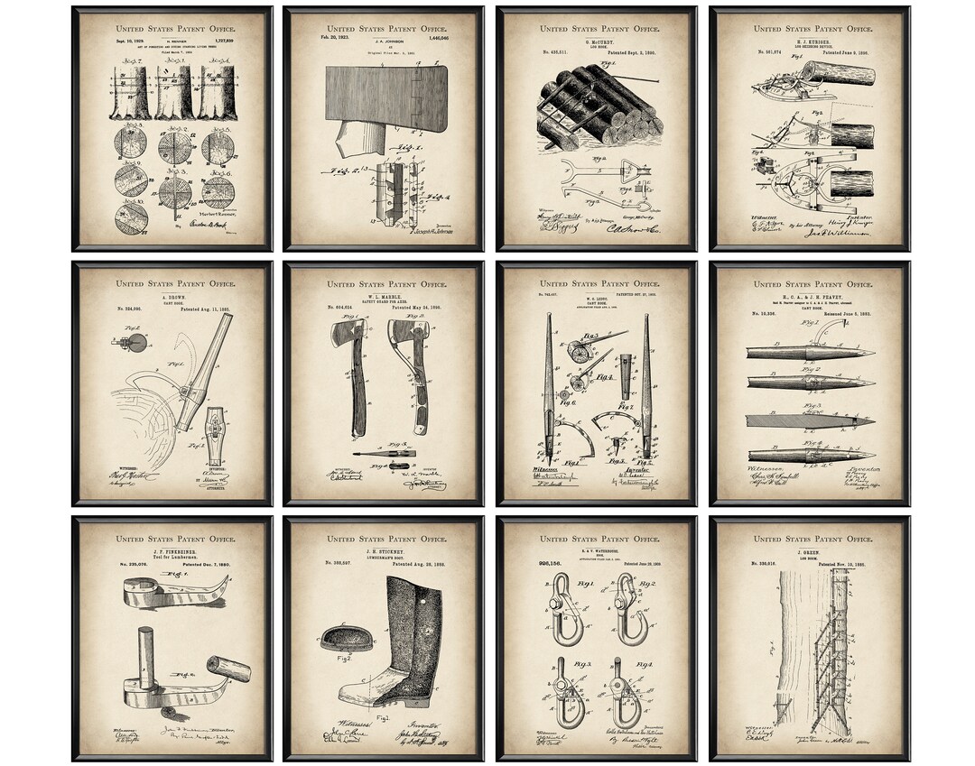 12 Lumberman Gift Forester Gift Logging Patent Art Deforestation ...