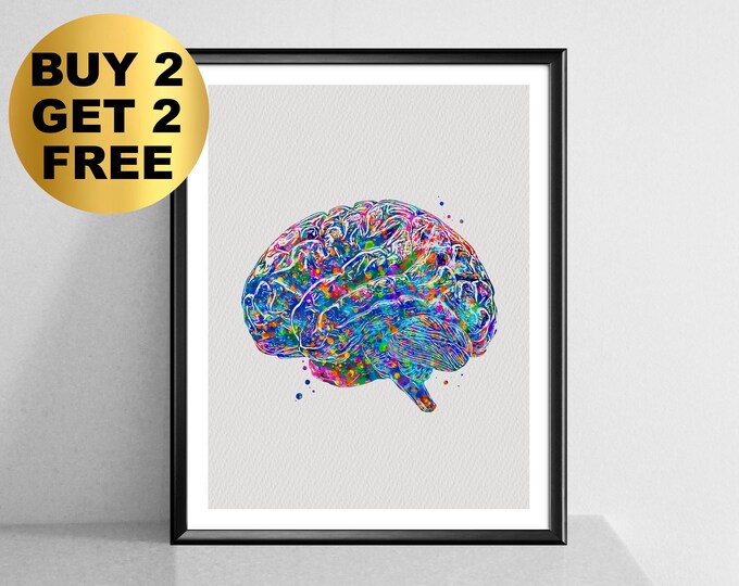 Neuron Anatomy Art Watercolor Neuron Cell Artwork Neurology Art ...