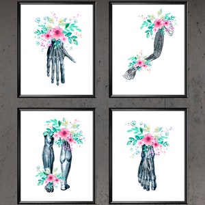 4 Floral Muscular System Anatomy Art Hand Foot Tendons Orthopedic Art Medical Poster Chiropractor Gift Massage Therapist Gift Doctor Decor