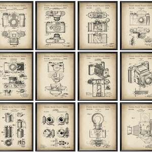 12 Vintage Camera Patent Photographer Gift Photographic Camera Blueprint Photography Inventions Art Folding Camera Art Photo Studio Decor