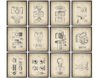 12 Vintage Camera Patent Photographer Gift Photographic Camera Blueprint Photography Inventions Art Folding Camera Art Photo Studio Decor